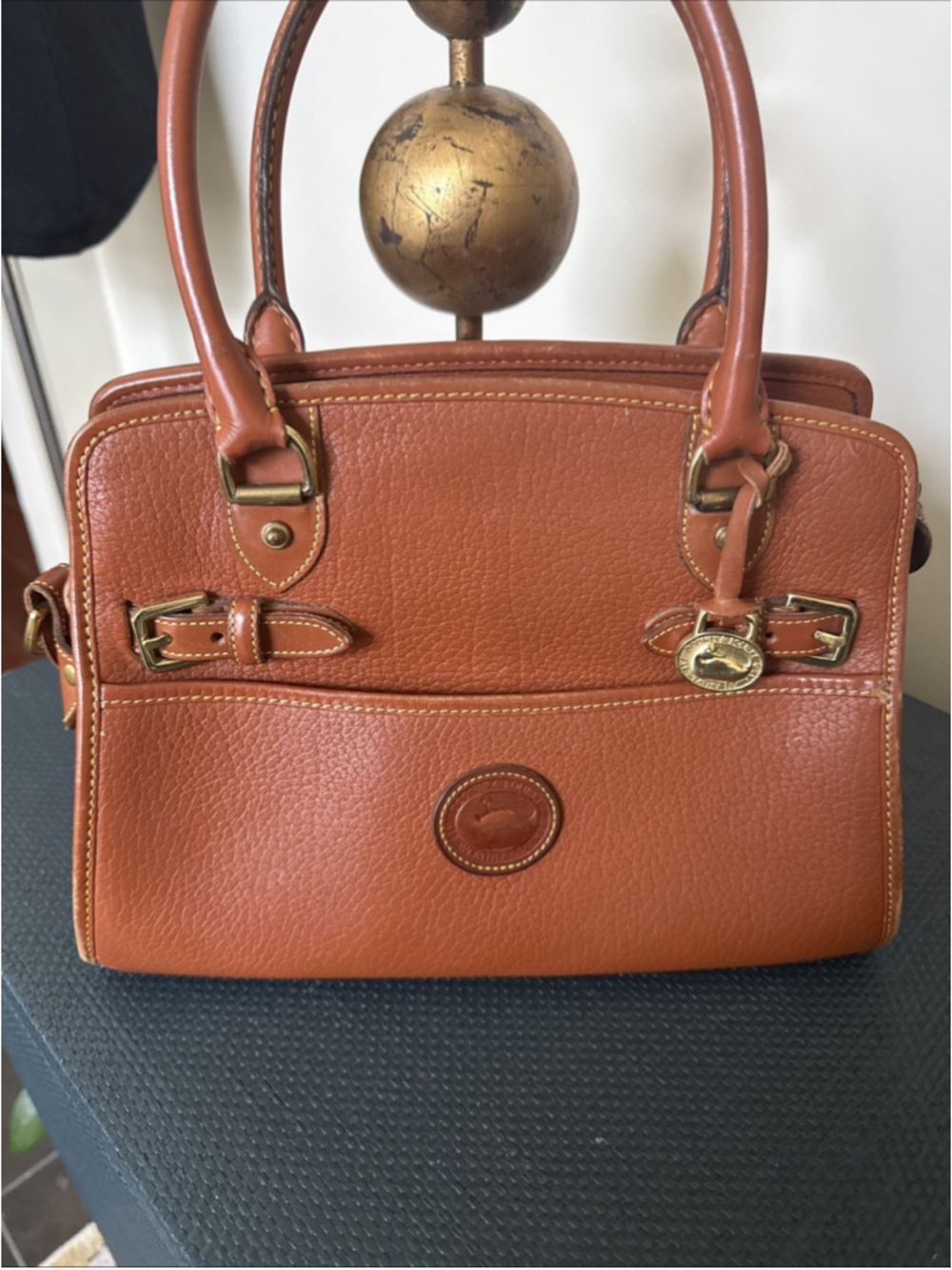 Dooney Bourke All Weather Leather Satchel Crossbody Bag Large 2Way USA Vintage